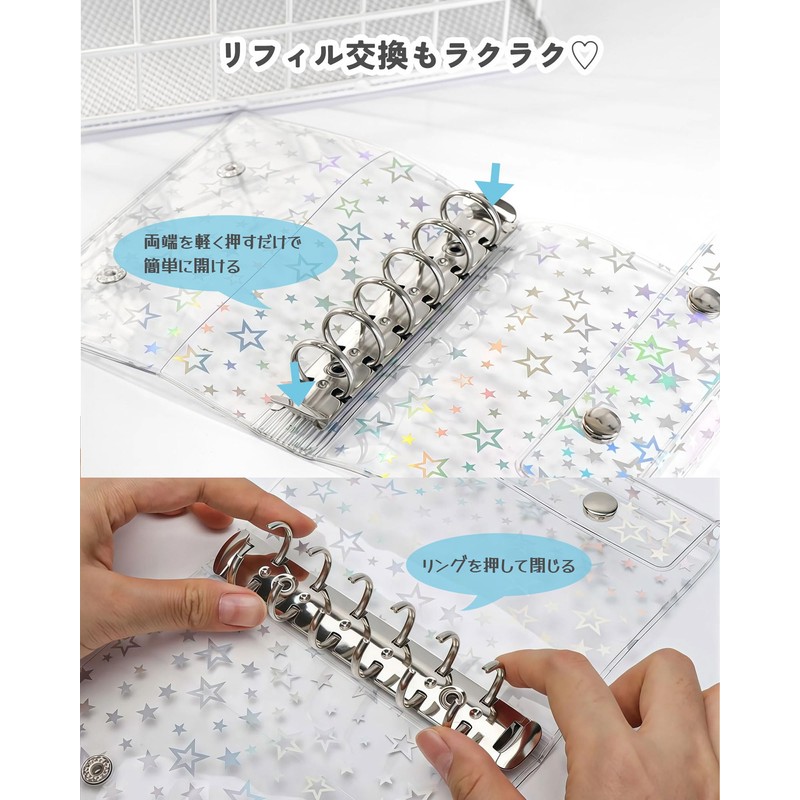 Sticker Notebook, Transparent, M5 Size, Mini Binder (20 Refill Sheets,