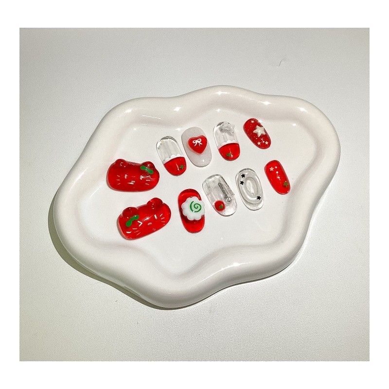 ʚ Homemade tomato horizontal nail handmade nail tip - Stiletto