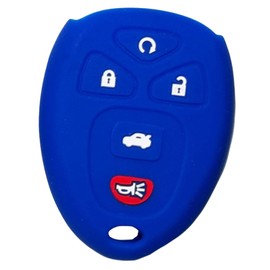 Silicone Key Fob Cover, Remote Key Protector Fit for Chevy Traverse Malibu Impala Limited GMC Acadia Savana 2007 2008 2009-2016, 5 Buttons Keyless Remote Holder(Blue)