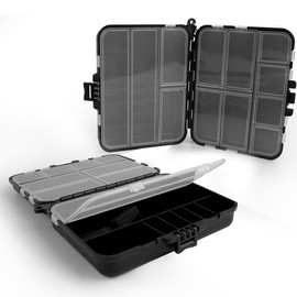 Pack of 2 Bait Box Fishing Tackle Box Fishing Bait Box with Adjustable Single Compartments Suitable as a Fishing Gift