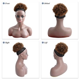 YAMEL Afro Puff Drawstring Ponytail Medium Bun Extensions Light Chestnut Synthetic Updo Hair Pieces for Black Women