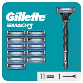 Gillette Mach3 Rasierer für Männer Rasierer mit 3 Klingen 1 Gillette Rasierer 12 Aufsätze Klingen Rasur System