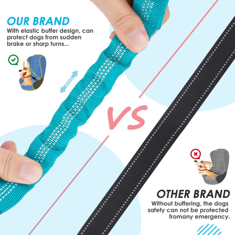 SlowTon Dog Seat Belt, Double Dog Seatbelt Adjustable Vehicle Safety