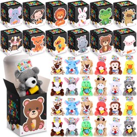 JellyArch 24 Set Mini Welcome Back to School Stuffed Animals Bulk with Gift Box Tiny First Day of School Plush Toys Small Stuffed Keychains for Exchange Gift Party Favors Supplies