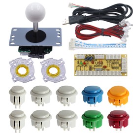 SJ@JX DIY Arcade Game Button and Joystick Controller Kit for Rapsberry Pi and Windows,5 Pin Joystick and 10 Push ButtonsOctagonal Circular Limiter 822a Mix White
