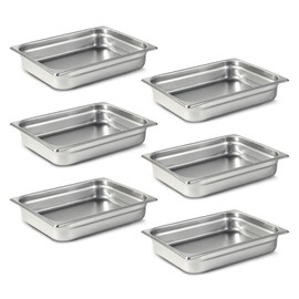 Aplancee 1/2 Size Steam Table Pan 2.5 Inch Deep 6-Piece Set, Anti-Jamming Stainless Steel Hotel Food Pan, Dishwasher Safe & Oven Safe for Catering, Buffet, Salad & Restaurant Use