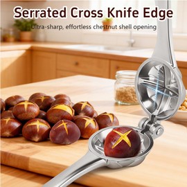 PJLJY Stainless Chestnut Cutter Tool with 2 Finger Protectors and Peel Clip