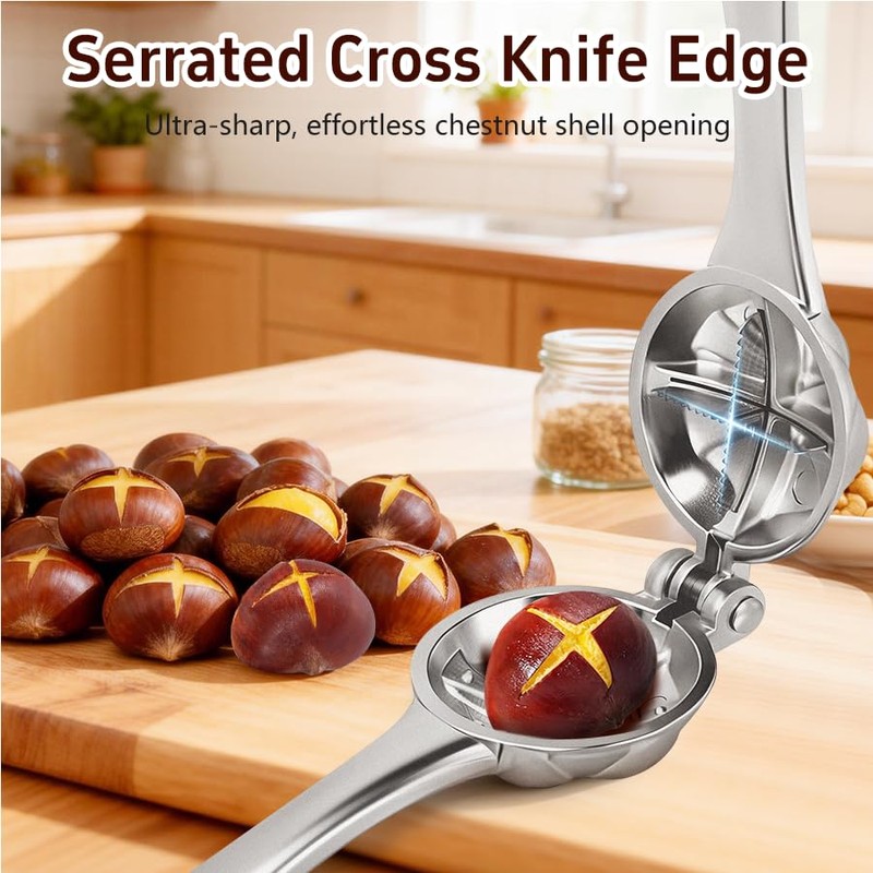 PJLJY Stainless Chestnut Cutter Tool with 2 Finger Protectors and