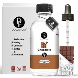 Dolce Flav Natural Chocolate Extract – Sugar-Free & Kosher – Pure Cocoa Flavor for Baking, Coffee, Ice Cream, Smoothies & Desserts – Highly Concentrated – 2 oz