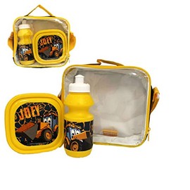 My First JCB Kids Lunch Bag Sandwich Box and Bottle Set, 3 Pieces Set