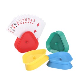Pack of 4 Children's Card Game, Hands-Free Card Stand, Triangular Playing Card Holder, Plastic Card Holder, Playing Card Holder for Seniors, Adults