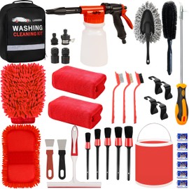 LIANXIN Car Wash Kit - Car Cleaning Kit,Car Wash Kit with Foam Gun, Microfiber Sponge and Towels,Tire Brush, Collapsible Bucket,Car Wash Foam Gun