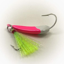 Pompano Jigs Goofy Jigs Ringed Pink/White with Chartreuse Teasers 6-Pack (3/4 Oz)