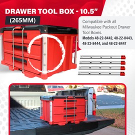 Alpha Rails - Alpha Engineered Threaded Rails Compatible with Milwaukee Packout Drawer Tool Boxes (10.4" (265mm) - Silver)