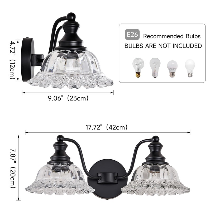 XIEDUN Farmhouse Bathroom Light Fixtures Black Vanity Lights for Bathroom