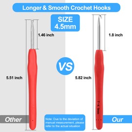 Vodiye Professional Extra Long 4.5mm Crochet Hooks, Ergonomic Handle Set for Beginners & Experienced Lovers