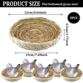 YOLUFER 5 Pcs Pigeon Nest, Bird Nest Bowls, Wooden Nest for Pigeons Breeding Hatching (Natural Nest)