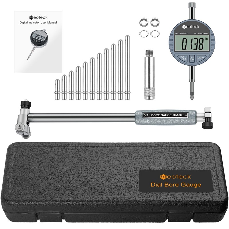 Neoteck Bore Gauge Set Digital Indicator Dial Bore Gauge (2-6"/0.0005")
