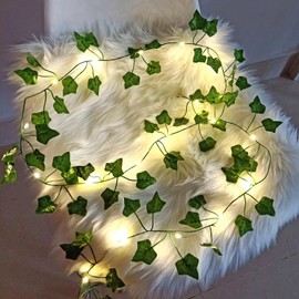 YUELEBUY Ivy Vine Lights 32.8 Ft 100 LEDs Artificial Greenery Garland, Battery & USB Powered Fairy String Lights for Romantic Bedroom, Garden & Party Décor, Warm ambiance, Realistic Faux Ivy