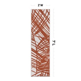 Rugshop Contemporary Nature Inspired Tropical Leaves Indoor/Outdoor Runer Rug 2' x 7' Rust