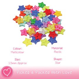 Special Touches 50 Pieces Multicolor Glitter Star Resin Buttons 13mm Glitter Embellishments for DIY Sewing Craft Projects