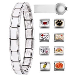 BPTRKOM 8-Piece Italian Charm Bracelet Set, 9 mm Removable Modules for DIY Bracelets, Elegant Charms for Women and Girls (Random Styles)