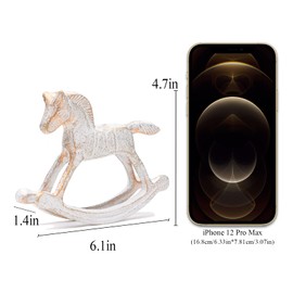 BRASSTAR Cast Iron Rocking Horse Statue White Garden Home Office Desk Decor Paperweight Animal Collection Figurine TQGJPT502