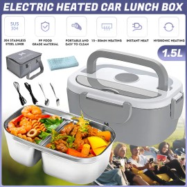 Fiambrera Eléctrica HYsmart 1.5L 40W Portátil 3 en 1 con Accesorios Gris