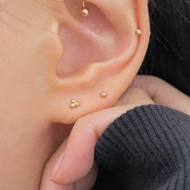 14k mini triangle ball earring piercing / 14k 미니 삼각 볼 귀걸이 피어싱