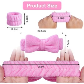 Pack of 3 Makeup Hair Bands, Elastic Face Wrist Wash Band, Hair Accessories for Washing Face, Hairband, Wrist Sweatband, Cosmetic Headband for Beauty, Skin Care, Yoga, Sports (Pink)