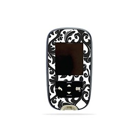 MightySkins Skin Compatible with Accu-Chek Guide - Black Damask | Protective, Durable, and Unique Vinyl Decal wrap Cover | Easy to Apply, Remove, and Change Styles | Made in The USA