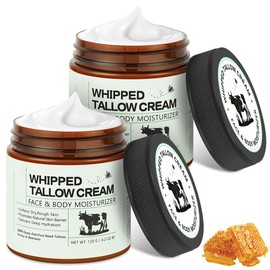 BUTBU 2 Pcak Beef Tallow Skin Care, 120g Tallow and Honey Balm, Natural Organic Grass-Fed tallow Face Cream, Deeply Nourishing Hydration Moisturizer for Face, Body and Dry Skin