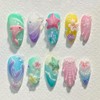 Shimmerz 24 Pieces Medium Almond False Nails with 3D Flowers