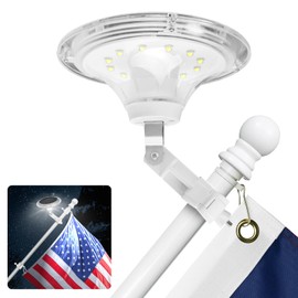 RAYSLIT Flag Pole Light Solar Powered，New 6000k Top 360° Solar Flagpole Lights，8-12 Hrs Adjustable Bracket Clamp Fits 1-1.5" Flagpole，Brightest LED Outdoor Dusk to Dawn Waterproof Solar Flag Light