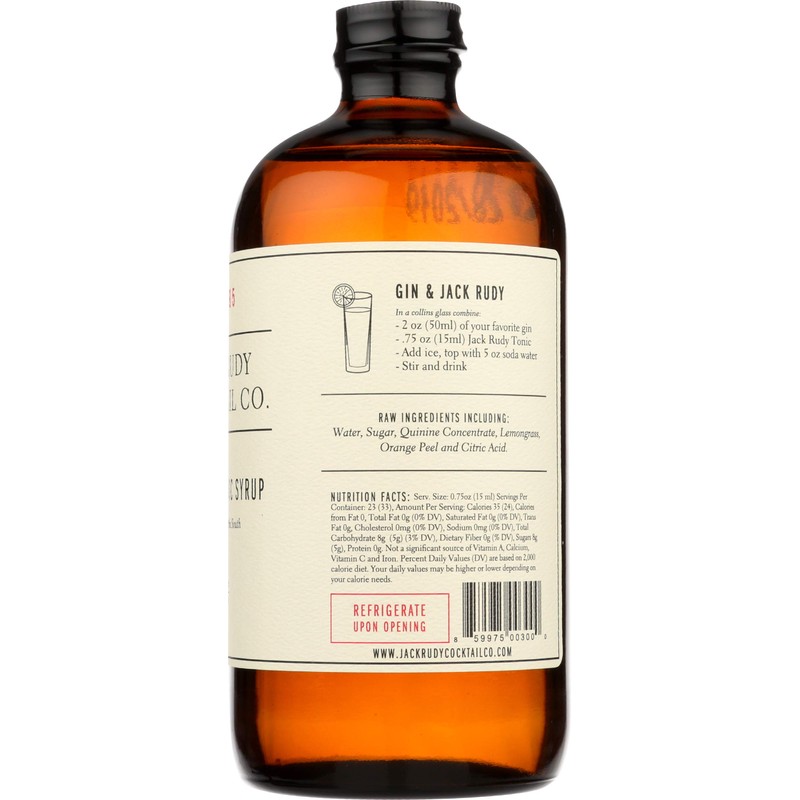 JACK RUDY COCKTAIL CO Small Batch Cocktail Tonic, 17 FZ