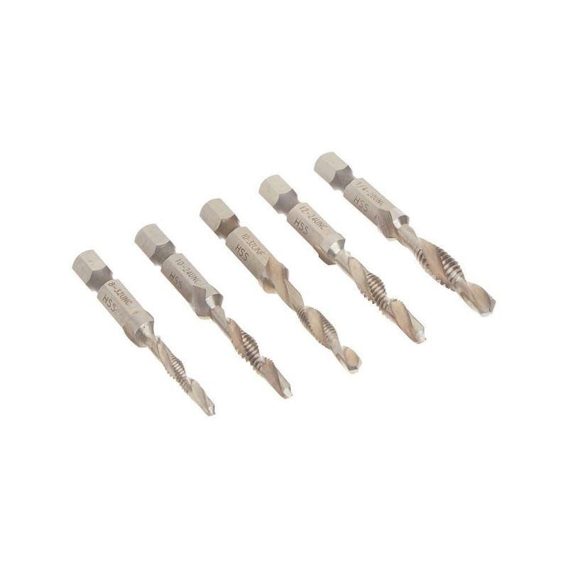 DEWALT Drill Tap Set, Impact Ready, 1/4-Inch, 5-Piece (DWADTQTR5SET)
