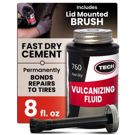 TECH Chemical Vulcanizing Fluid, 8 Fl Oz – Rubber Cement for Permanent Bonding of Plugs, Patches, and Cap Fixes, Ideal for Sidewalls, Treads, and Shop Use, Fast-Drying Adhesive