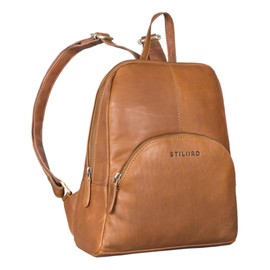 STILORD 'Josephine' Leather Backpack Women's Small Genuine Leather with Many Compartments Ideal as a Daypack City Backpack Daypack City Backpack and Backpack Hand Bag, Cognac - Brown, Rucksack