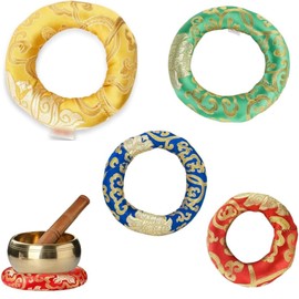 Lovgrin 4PCS Mat Buddhism Bowl Pillow, Silk Singing Bowl Cushion OTibetan Sound Bowls for 3.9-4.7Inch Crystal Sing Bowl. (10、12、14、16CM)