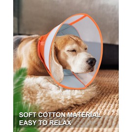 ROMANTIC BEAR Soft Dog Cone With Adjustable Buckle, Anti-Bite Elizabethan Collar For Dog & Cats, Comfy Cone Neck Collar After Surgery (Orange, M)