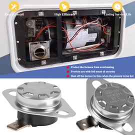 Bonbo 37022 Limit Switch for Atwood RV Furnace Heater Compatible with Hydro Flame 8500 Series Furnace 8516 8520 8525 8531 8535 High Temperature Limit Switch 190℉ (Pack of 2)