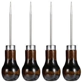 Giantree 4Pcs Awl Tool, Scratch Awl Tool, Awl Tool Sewing with Gourd Shape Wooden Handle, Leather Awl for Sewing Punching Stitching, Awl Repair Tool for Bookbinding Supplies Gourd