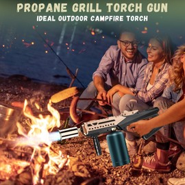 Propane Grill Torch Gun – Cooking Torch Head max. 800,000 BTUs – Culinary Torch Sous Vide – Adjustable Flamethrower for BBQ, Campfire, Charcoal Wood Grills Lighter(Tank Not Included)