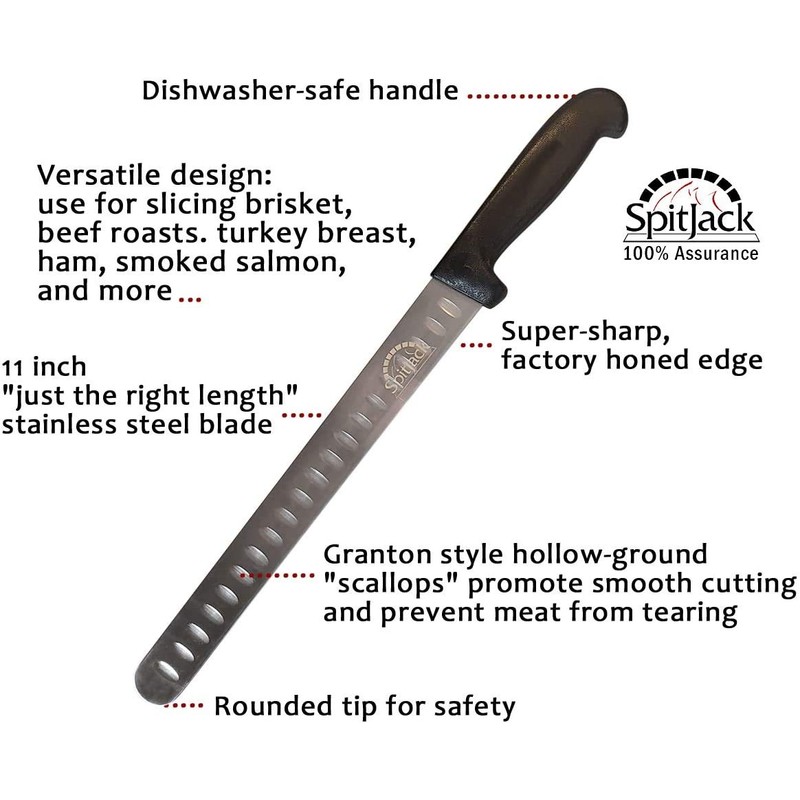 SPITJACK BBQ Smoked Brisket Knife for Meat Carving and Slicing