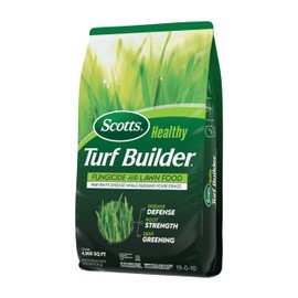 Scotts® Healthy Turf Builder® Fungicide and Lawn Food, 2-in-1 Fungicide and Fertilizer, Prevents Disease While Feeding Grass, Controls 27 Diseases - Powdery Mildew, Red Thread, Brown Patch, 13.7 lbs.