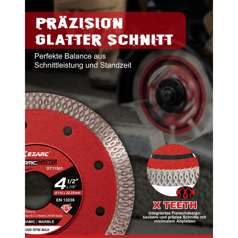 EZARC Diamond Cutting Discs 115mm Extra Thin Diamond Disc Cutting