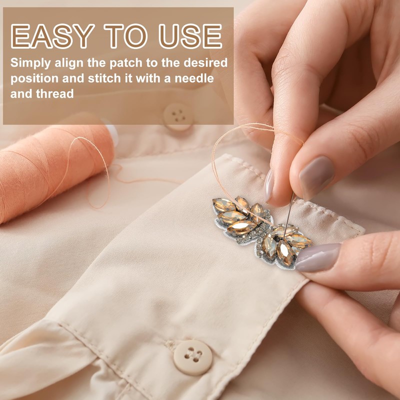 sourcing map 5Pcs Rhinestone Crystal Applique Handmade Beaded Patches