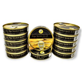 Brivais Vilnis Riga Smoked Sprats in Oil, Product of Lativa, Kosher, 5.6 oz, 160 grams, Pack of 12