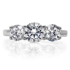 Amanda Rose Collection Sterling Silver Three Stone Past Present and Future Cubic Zirconia Ring (Sizes 5-8) 4ct TGW sz 6