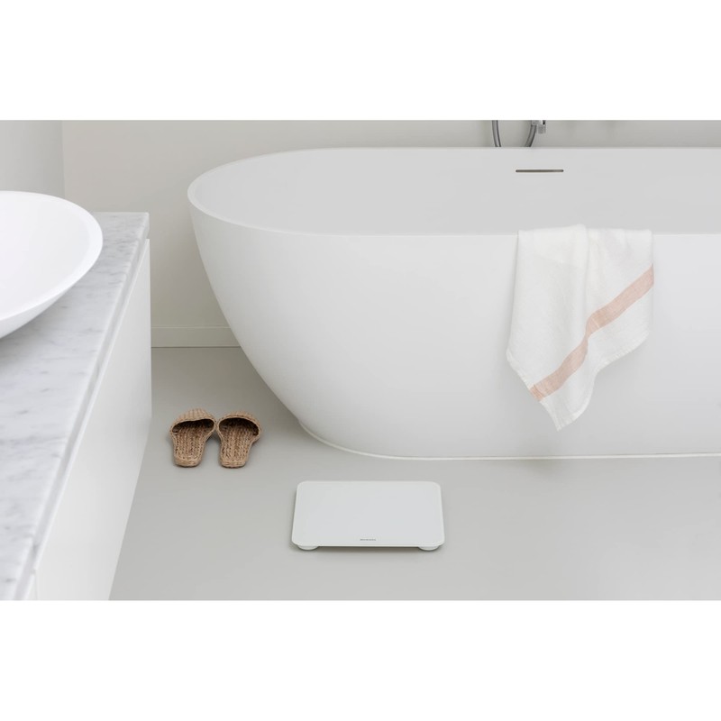 Brabantia Renew Digital Bathroom Weighing Scales (White) Battery-Powered Personal Body
